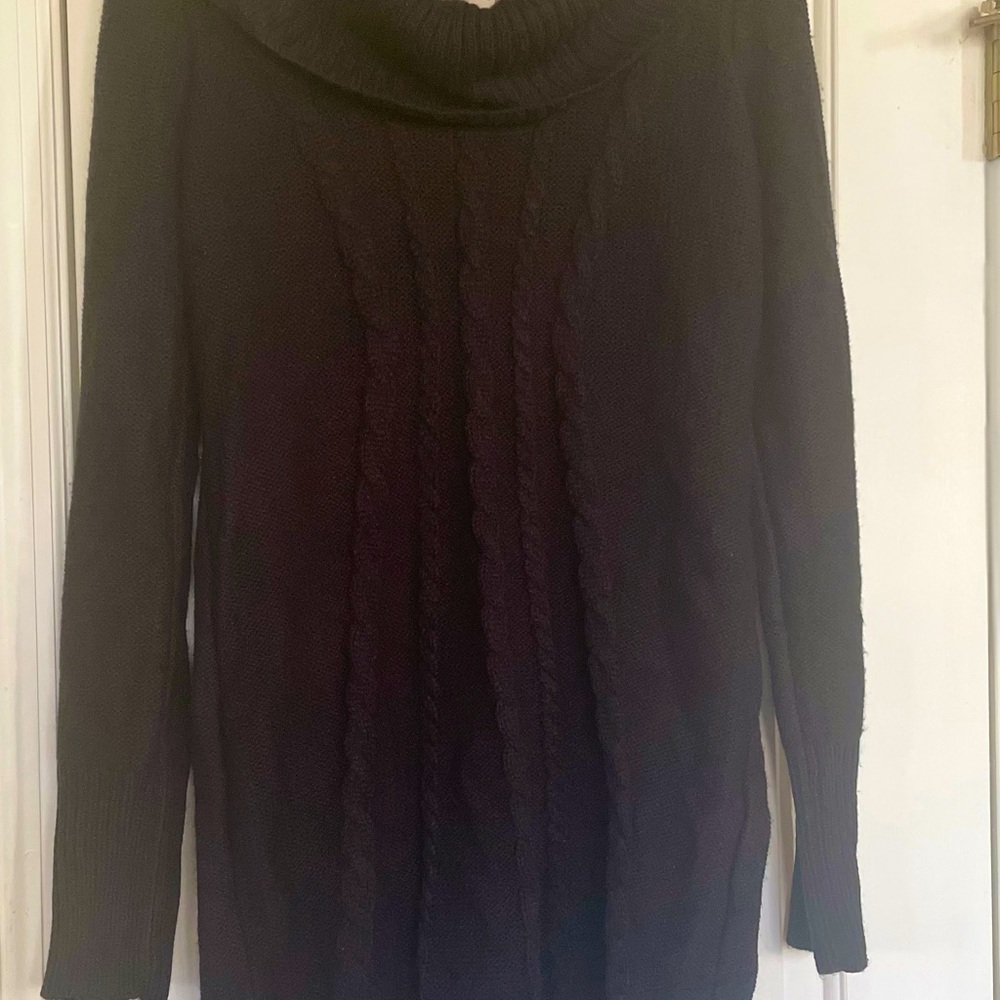 Pink Rose Black Sweater Dress‎ with cowl neck, long sleeve, size XL